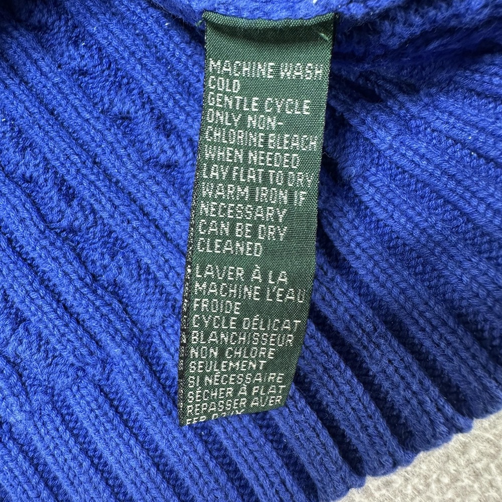 Lauren Ralph Lauren Sweater Womens Small Blue Cable Knit Crest Logo Prep Formal - Picture 5 of 10